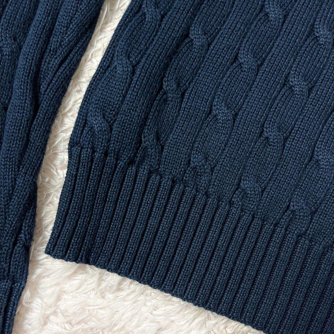 ✖︎ ポロラルフローレン コットン ケーブル ニット ロゴ刺繍 ネイビー 紺 M
