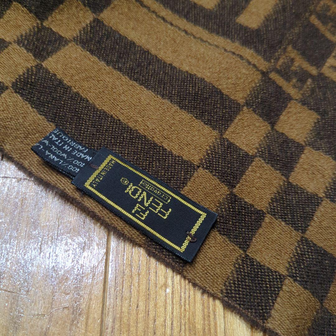 FENDI チェック柄 マフラー ブラウン