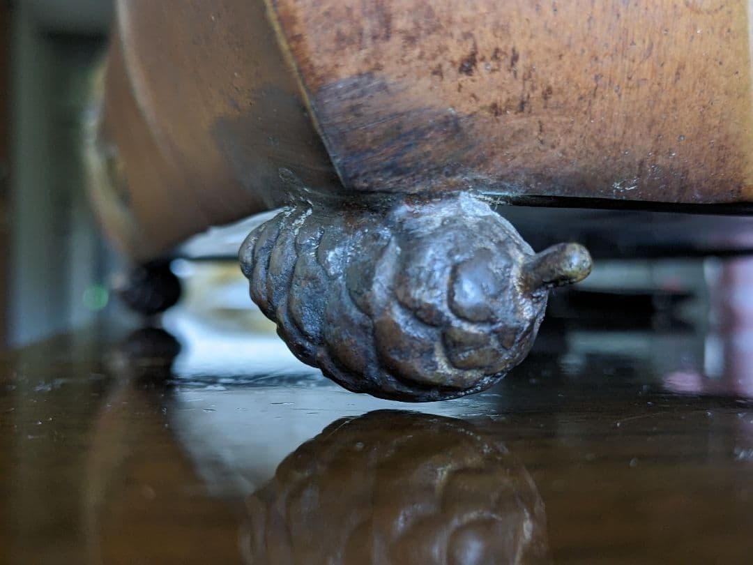 ♦中国古玩 大明宣徳 松笠 四つ足 水盤 宣徳銅 コレクション骨董品アンティーク