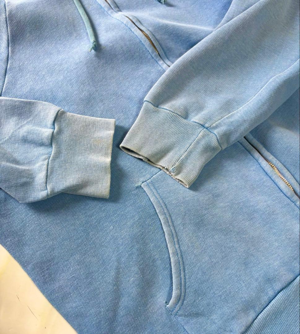 雰囲気抜群フェード最高70'sビンテージジップアップパーカーアルミジップ輸入古着