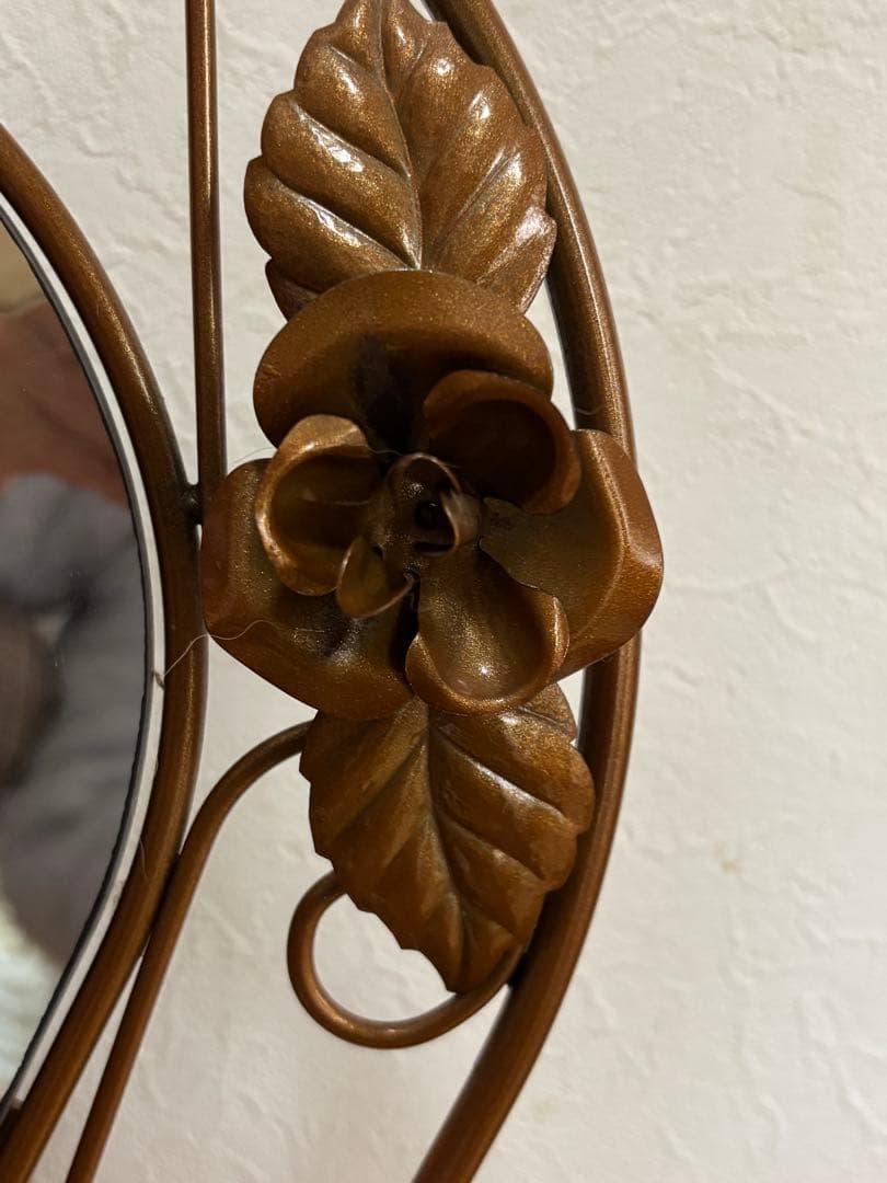 アンティーク調 照明付き ウォールミラー アイアンフレーム