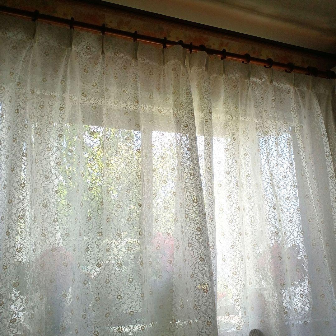 レースカーテン【☆あみたん☆様　オーダー品　花柄刺繍レース　遮熱　UV 両開き】