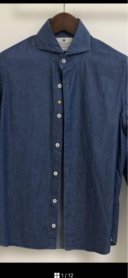 美品　GIANNETTO カッタウェイ デニムシャツ 38 S