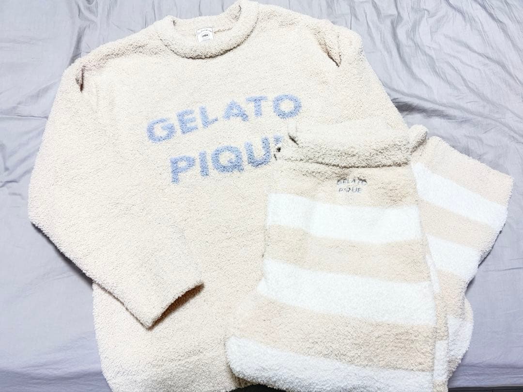 GELATO PIQUE フリースセットアップ　ベージュ トップス パンツセット