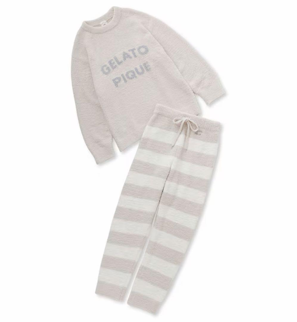 GELATO PIQUE フリースセットアップ　ベージュ トップス パンツセット