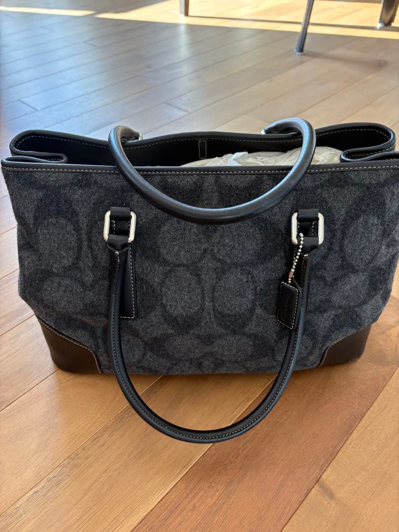 【COACH 】新品未使用トートバッグ グレー ウール/レザー
