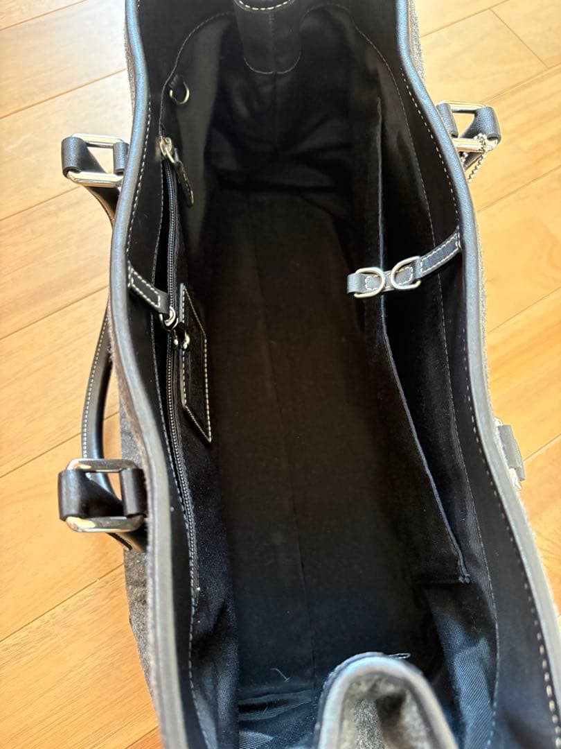 【COACH 】新品未使用トートバッグ グレー ウール/レザー