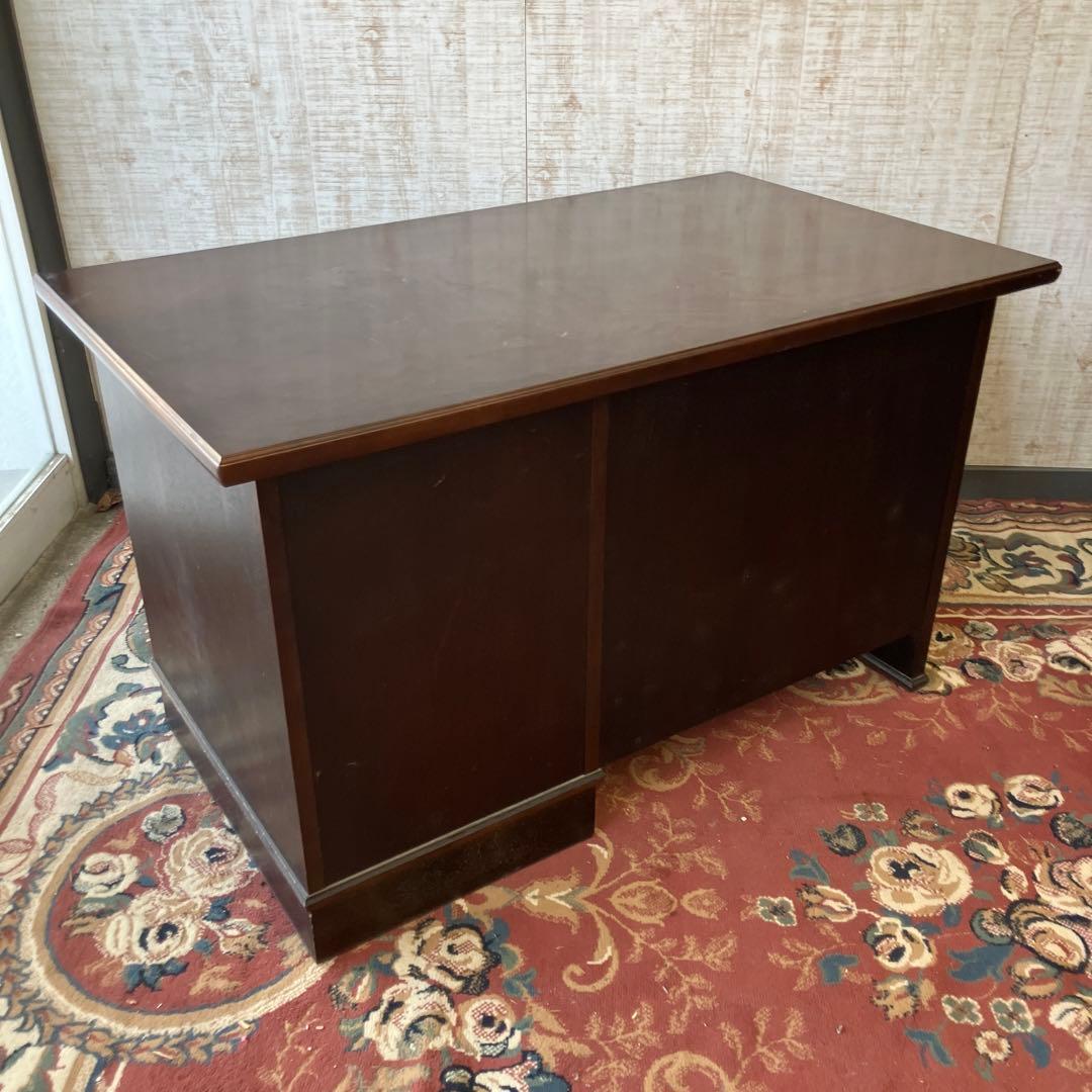 昭和レトロ カリモク イギリス様式 木製 書斎机 片袖 書斎机 古家具デスク