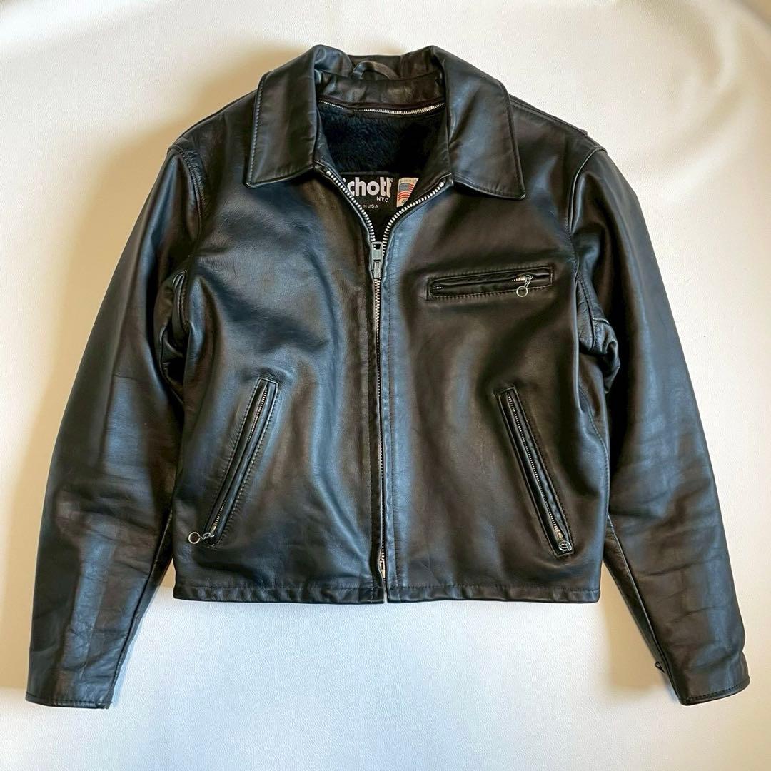 【ショット】シングルライダース レザージャケット 643E USA製 40 L