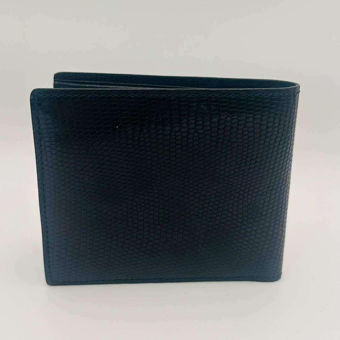 Camille Fournet カミーユフォルネ 黒レザー 二つ折り財布 型押し