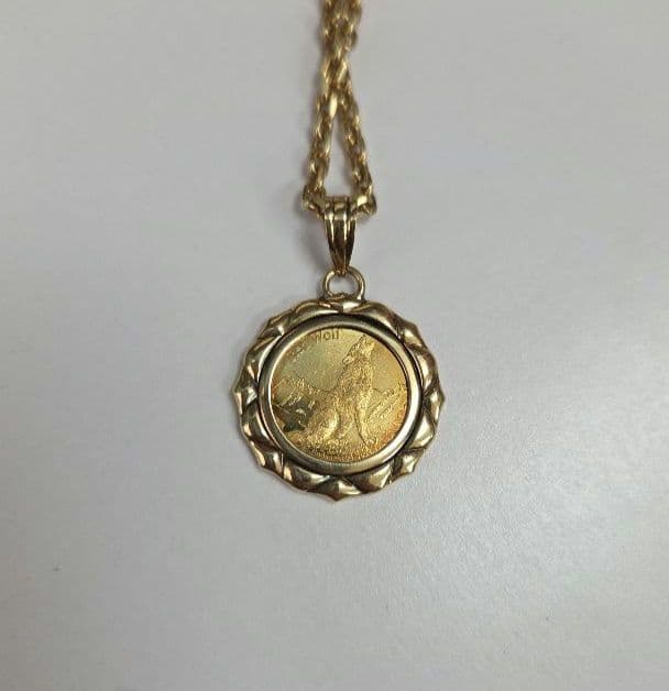 純金ペンダントトップ k24 24金 純金 1/25oz 18金枠 k18