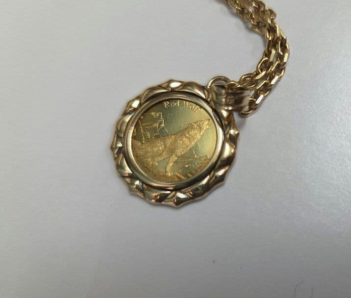 純金ペンダントトップ k24 24金 純金 1/25oz 18金枠 k18