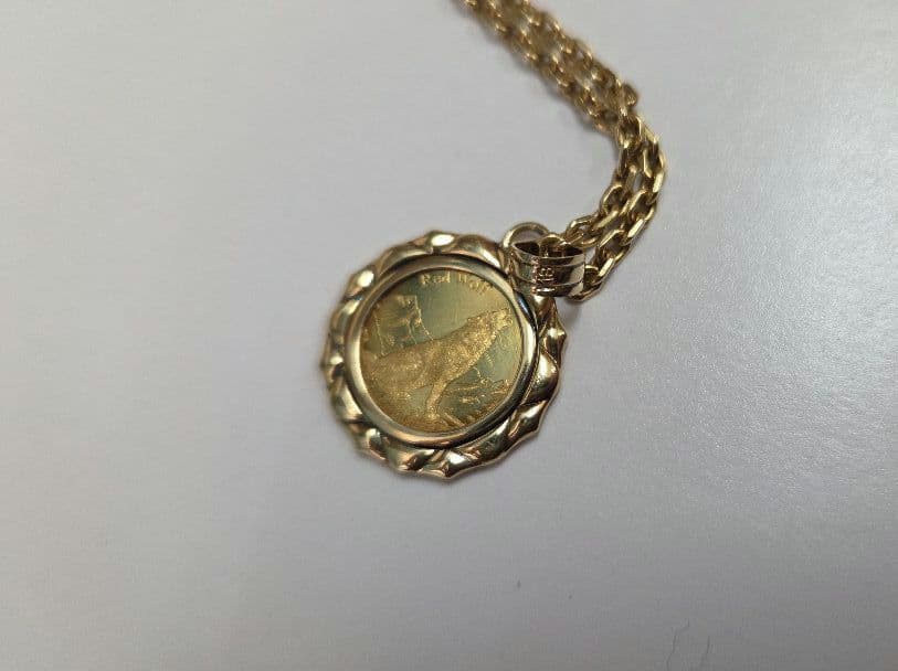 純金ペンダントトップ k24 24金 純金 1/25oz 18金枠 k18