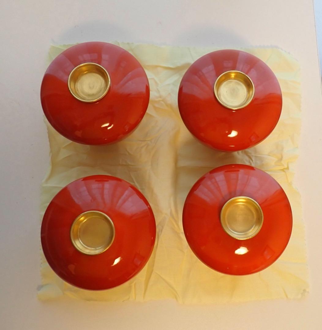 深川製磁 火風　松型雑煮碗　有田焼　4客セット