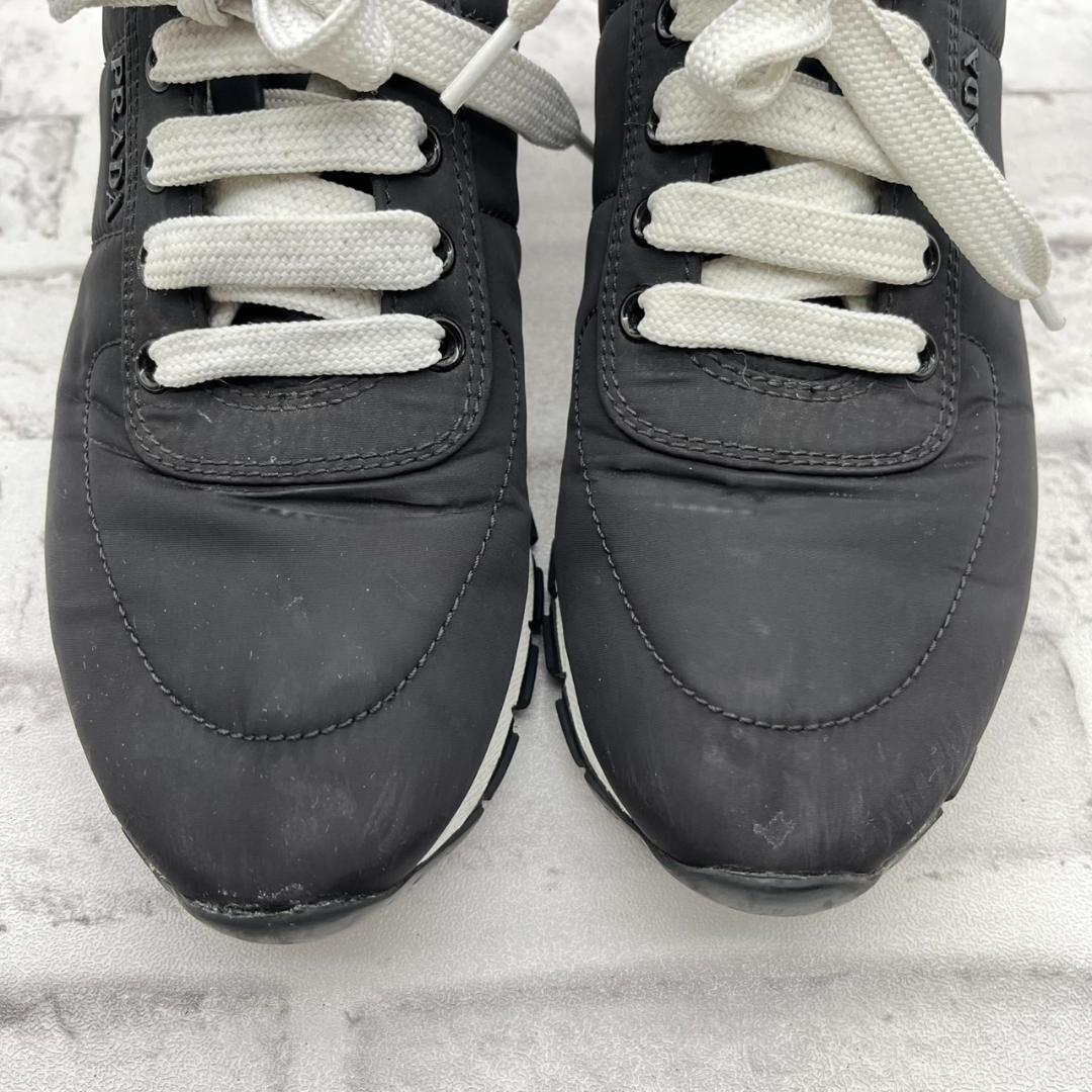 プラダ スニーカー ロゴ金具 ナイロン ブラック 黒 レディース 23.5cm