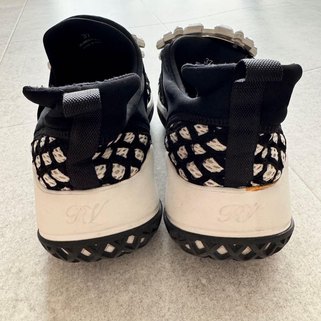 ロジェヴィヴィエ　スニーカー　クリスタルバックル　 黒　白　 37　厚底