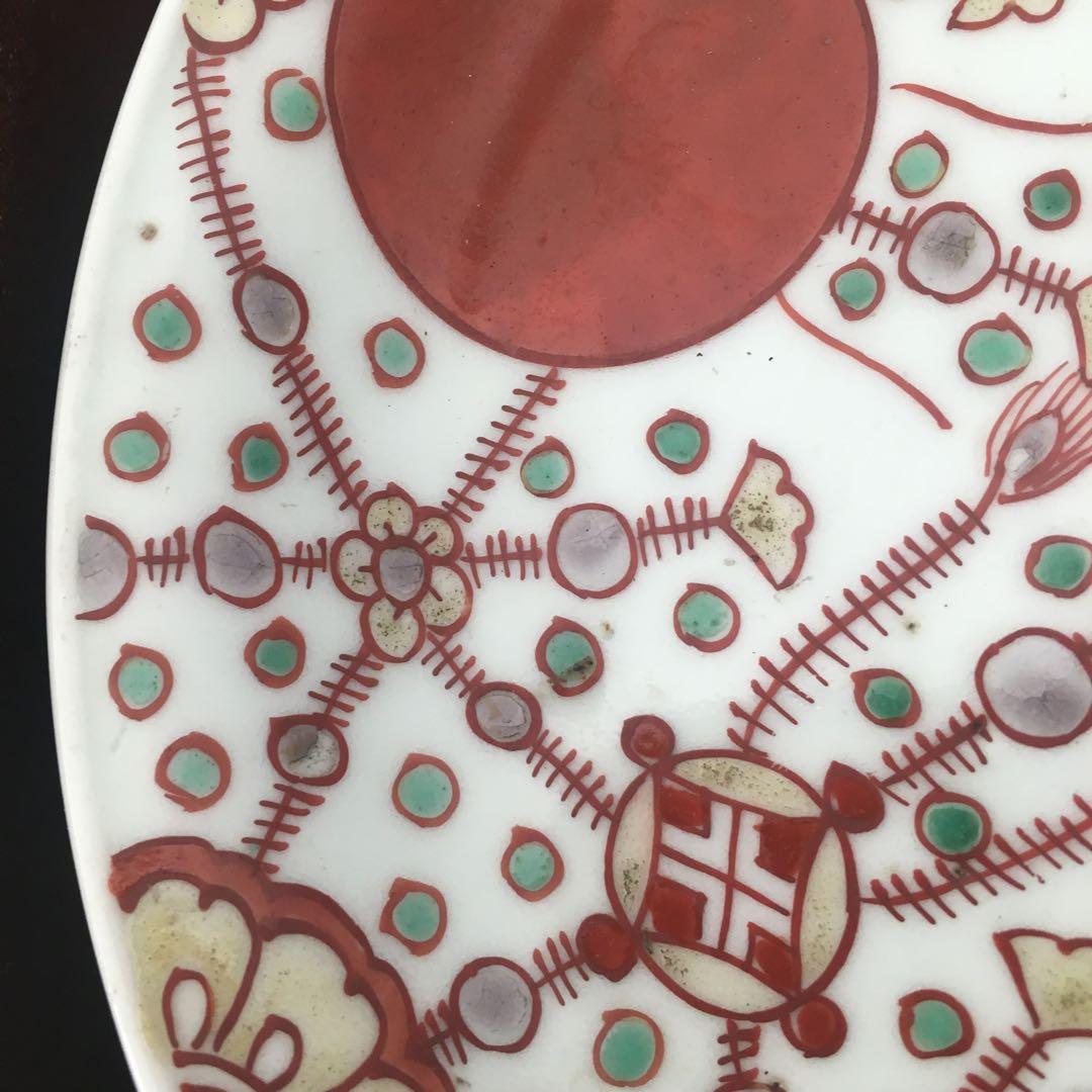kitty様リクエスト　古伊万里　赤玉瓔珞文　中皿3客　17cm