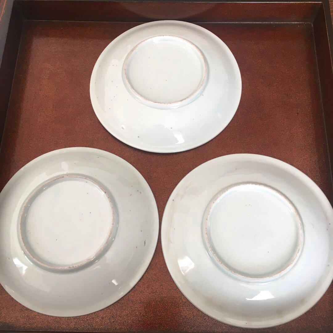 kitty様リクエスト　古伊万里　赤玉瓔珞文　中皿3客　17cm