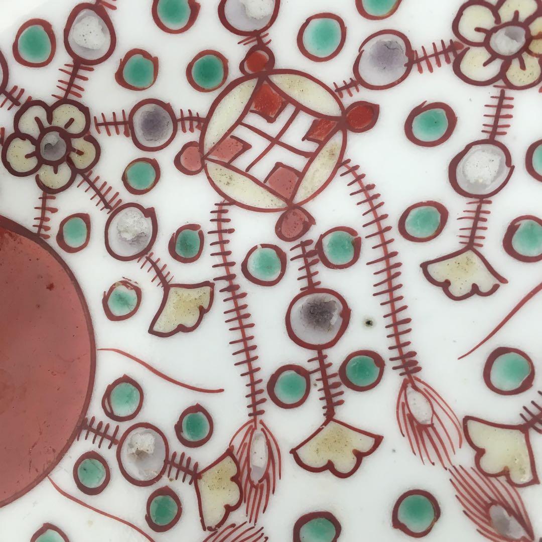 kitty様リクエスト　古伊万里　赤玉瓔珞文　中皿3客　17cm