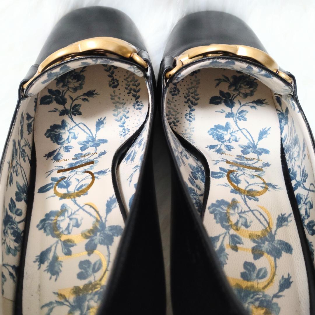 稀少美品✨️グッチ GGマーモント パンプス 花柄 チャンキーヒール 22.5