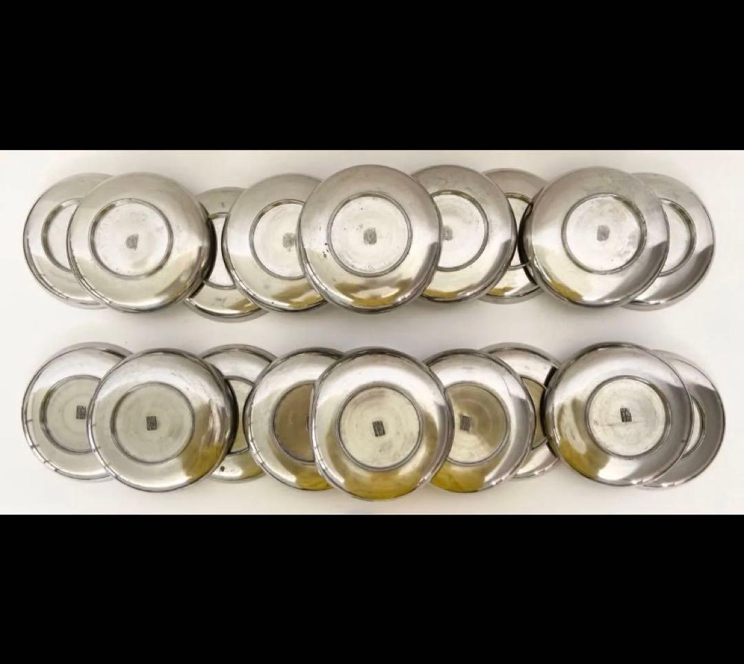 明治　古錫　錫　銘々皿　大坂錫新　京錫屋弥左衛門　20枚　古美術