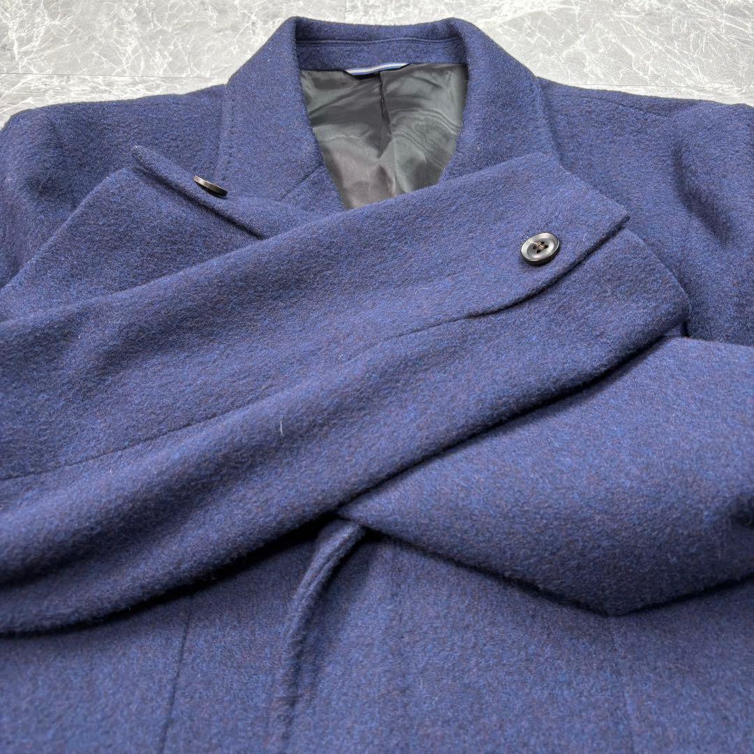 極美品　ジュンハシモト　チェスターコート　ウール　ロイヤルブルー　M相当　メンズ
