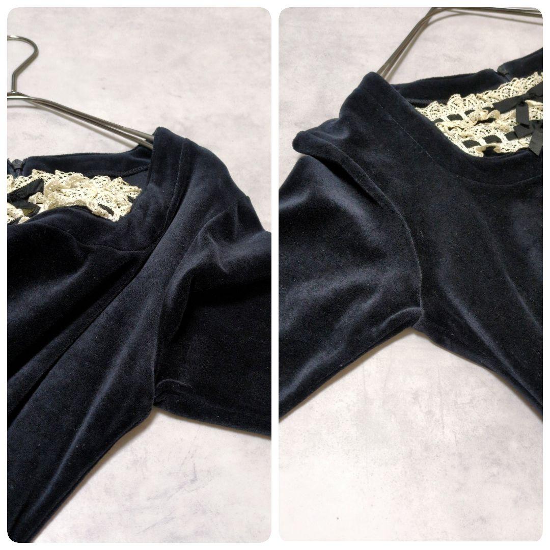 Emily Temple✨️ベロア黒レースワンピ 上品クラシカ ル 大人可愛い♡