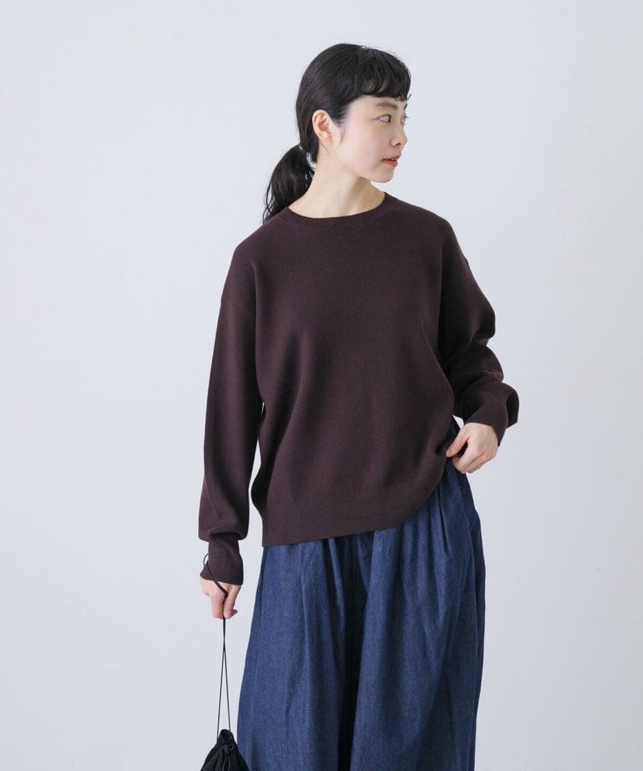 かぐれ　コットンカシミヤプルオーバー　BROWN美品
