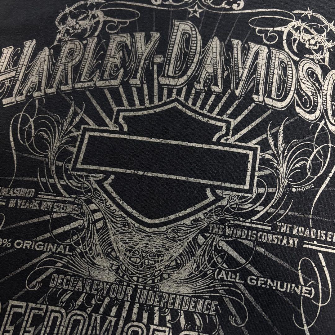 ハーレーダビッドソン　ロングTシャツ　Lサイズ　ブラック　ロゴプリント　古着