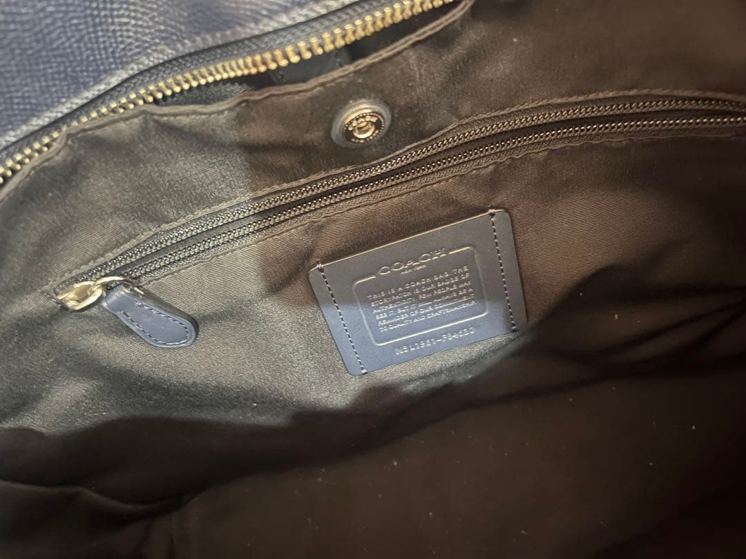 COACH ネイビー レザー トートバッグ