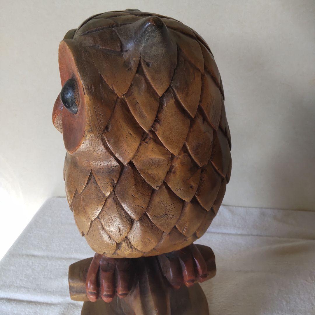 ふくろう 高さ41㎝ 3kg 木彫り 置物 一刀彫
