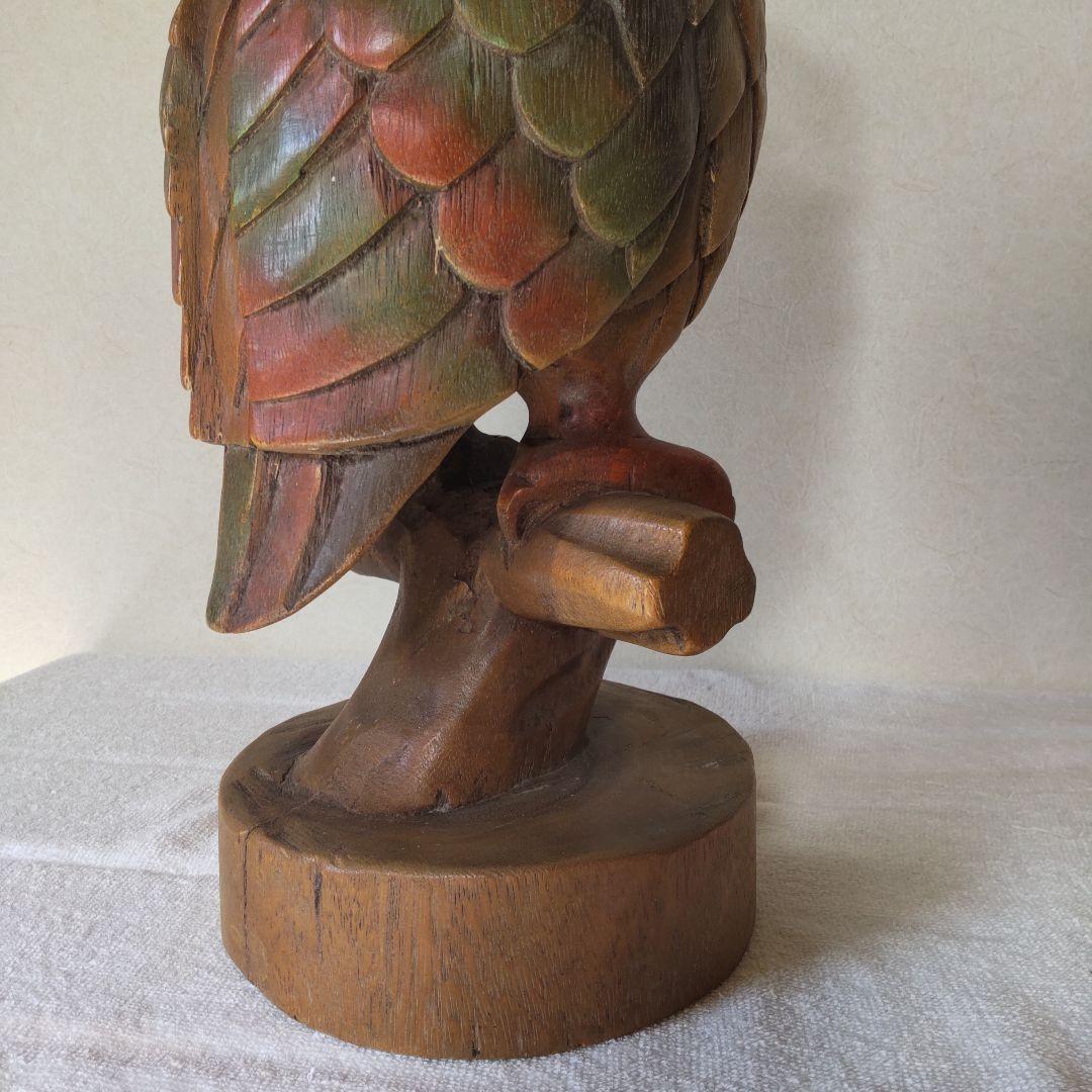 ふくろう 高さ41㎝ 3kg 木彫り 置物 一刀彫