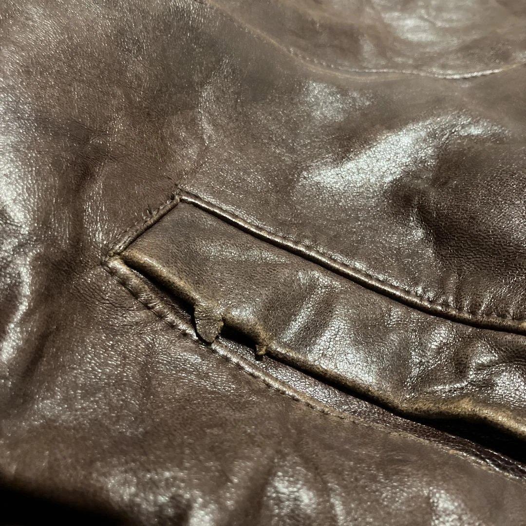 70s 80s ビンテージ イタリア製？ レザー ライダース レザージャケット