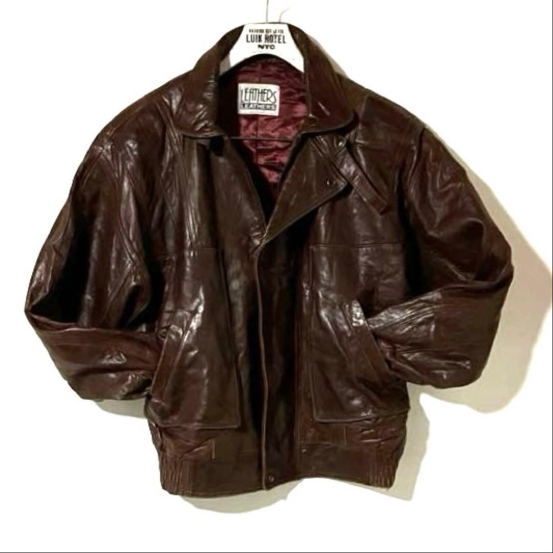70s 80s ビンテージ イタリア製？ レザー ライダース レザージャケット