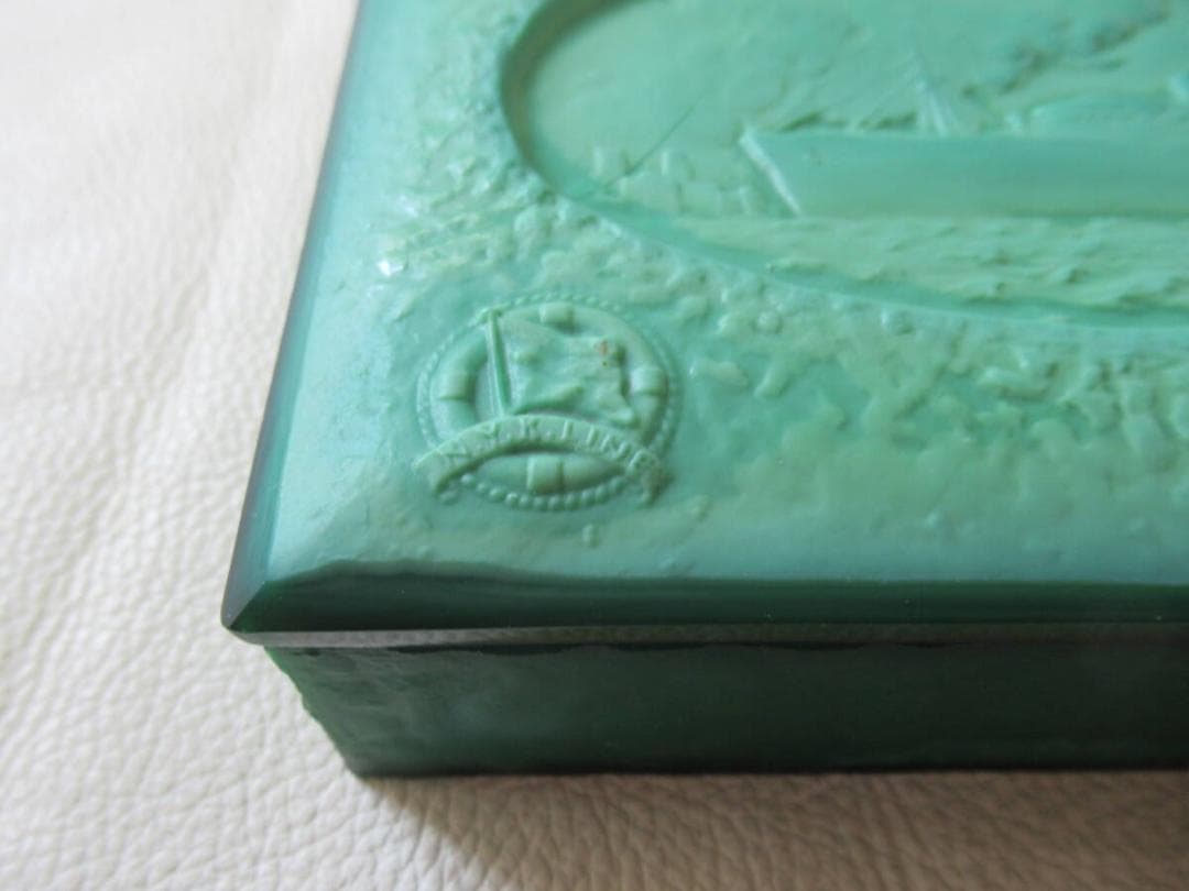 極希少1940年◆小柴外一 幻の技法 岩城硝子 練硝子 日本郵船就航記念小物入れ