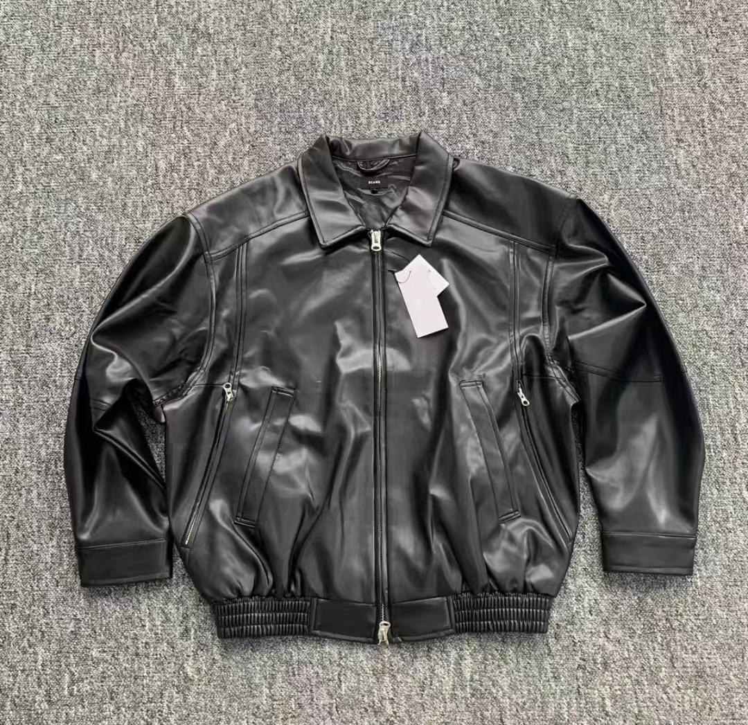 BEAMS ビームス レザー ジップブルゾン S