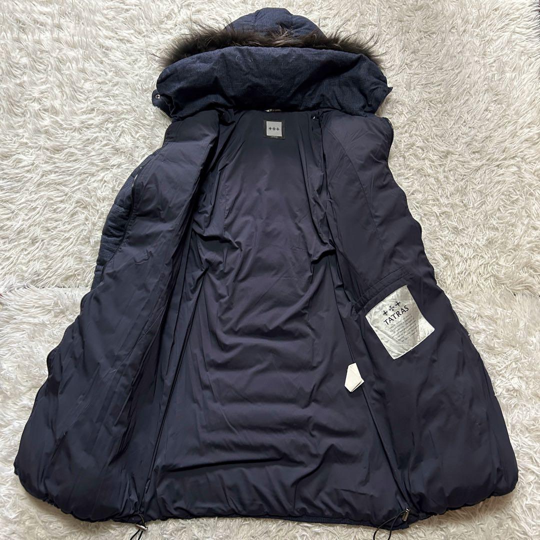 【希少】タトラス ウール カシミヤ チェック柄 リアルファー ダウンコート