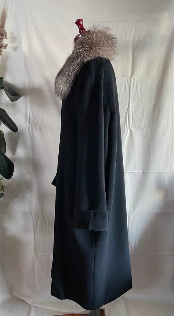 マリナリナルディ/イタリア製ファー付きバージンウールカシミヤロングコート/3L