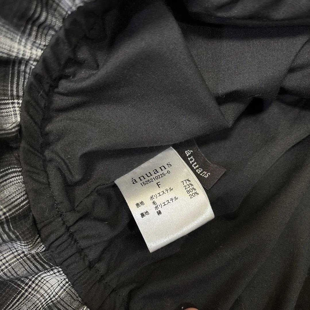 anuans チェック柄オフショルダートップス