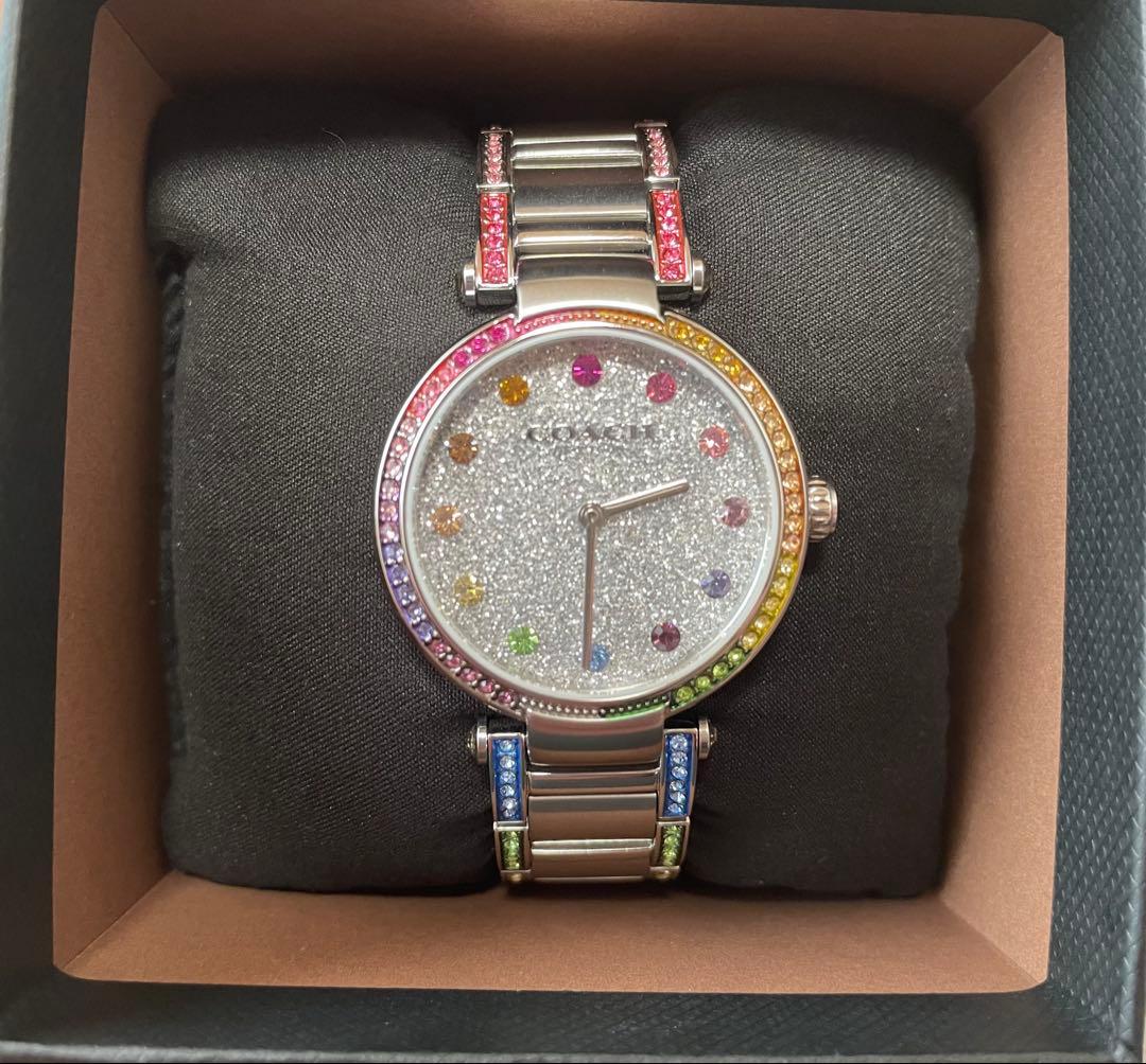ち*ん様 【美品/稼動品】COACH ケリー ウォッチ 34MM レインボー 時