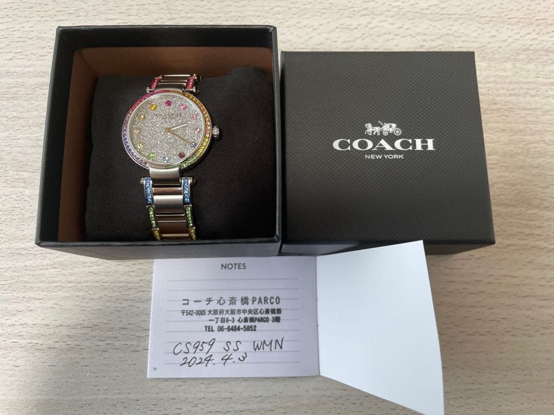 ち*ん様 【美品/稼動品】COACH ケリー ウォッチ 34MM レインボー 時