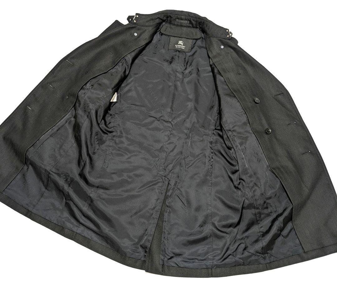 【未使用級】 バーバリーブラックレーベル　ウールトレンチコート　ヘリンボーン　黒