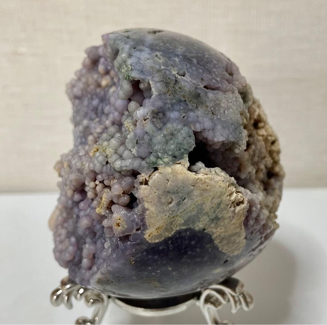 グレープアゲート カルセドニー スフィア 鉱物標本 葡萄瑪瑙原石 風水晶 幸運
