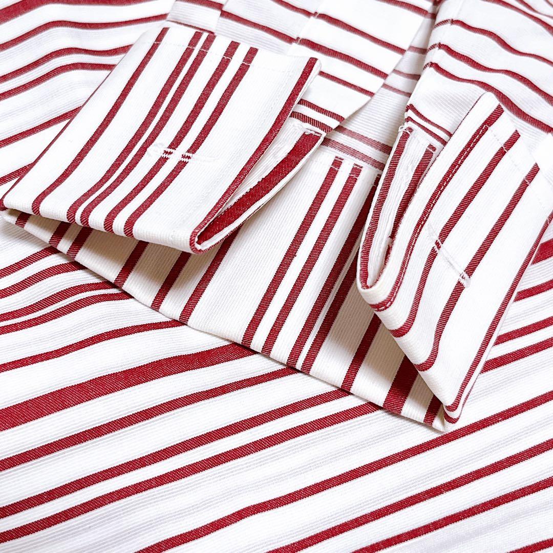 HERMES エルメス　コットン 長袖シャツ　ホワイト×ボーダー　2枚セット