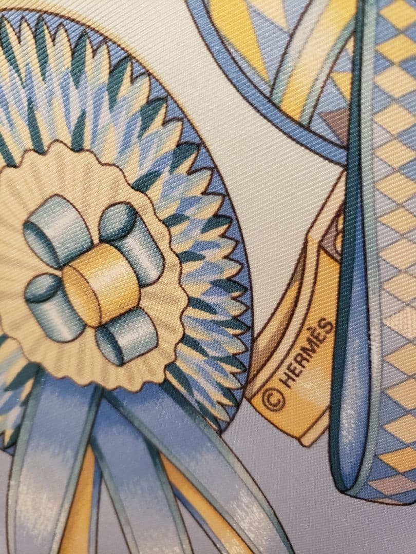 【美品】HERMES LES RUBANS DO CHEVAL 馬のリボン水色