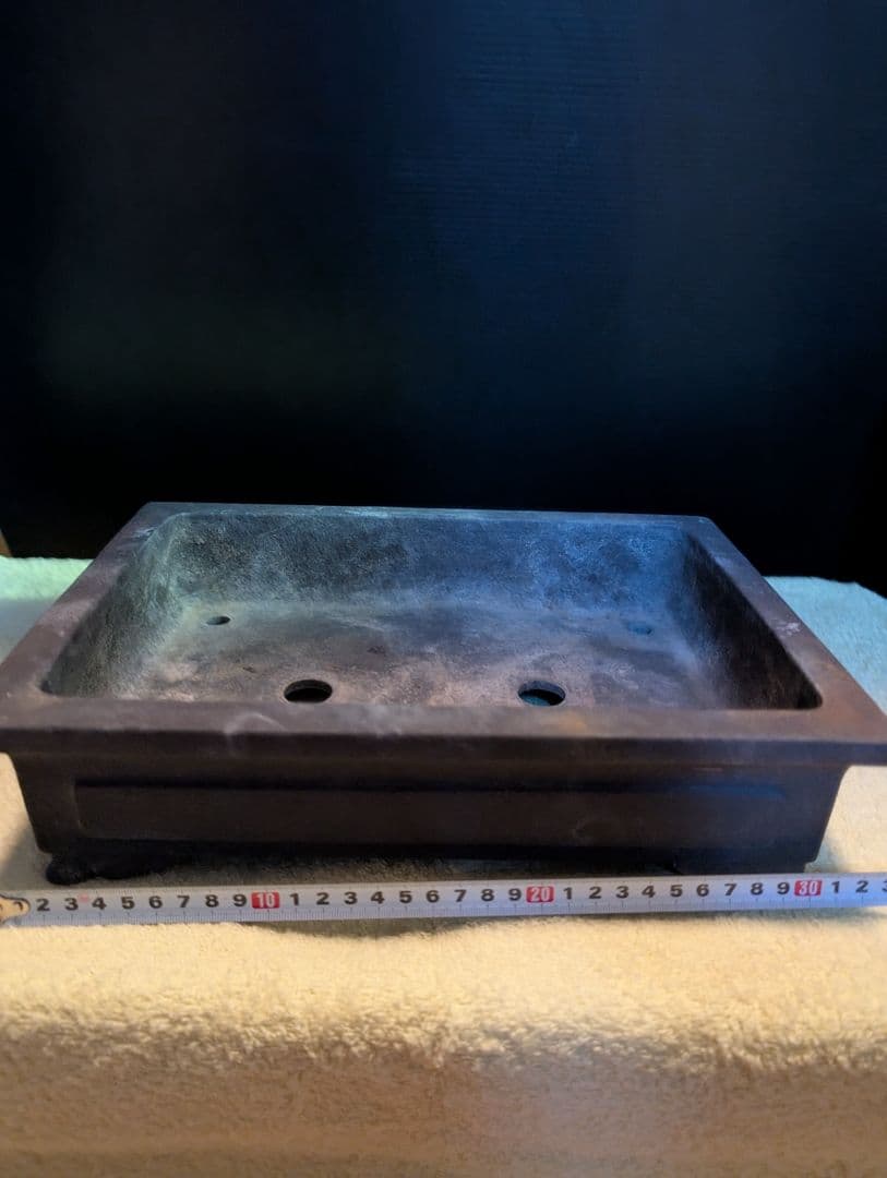 盆栽鉢落款あり陶器製盆栽鉢 30cm x 20cm