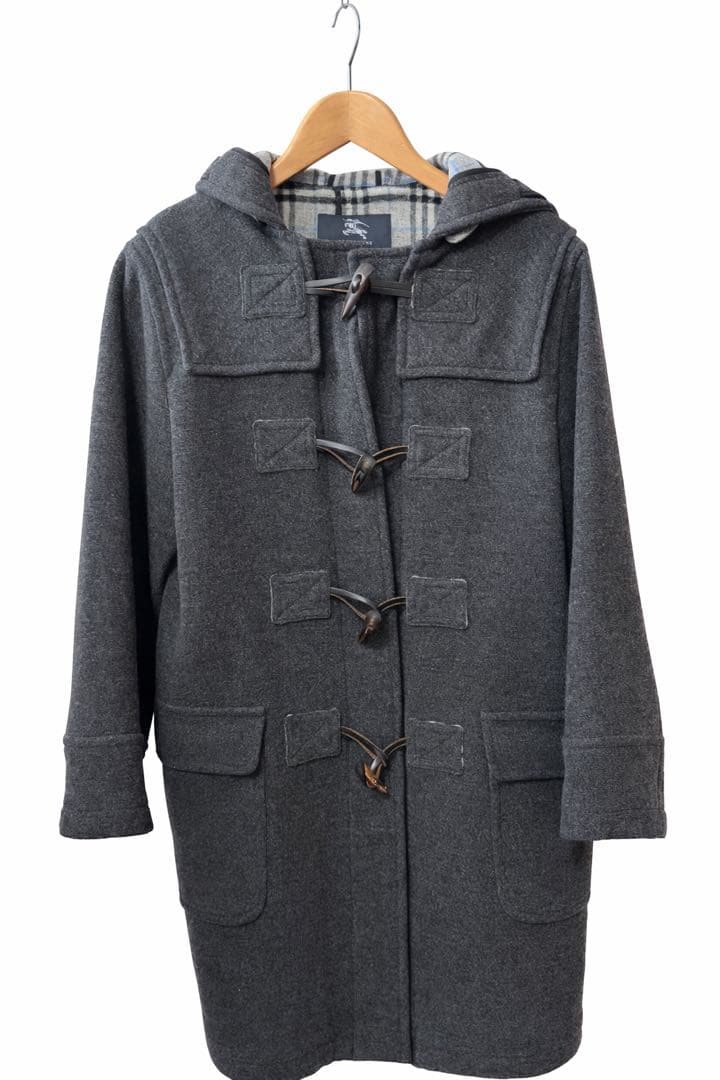 バーバリーロンドン ダッフルコート S相当150A チャコールグレー チェック