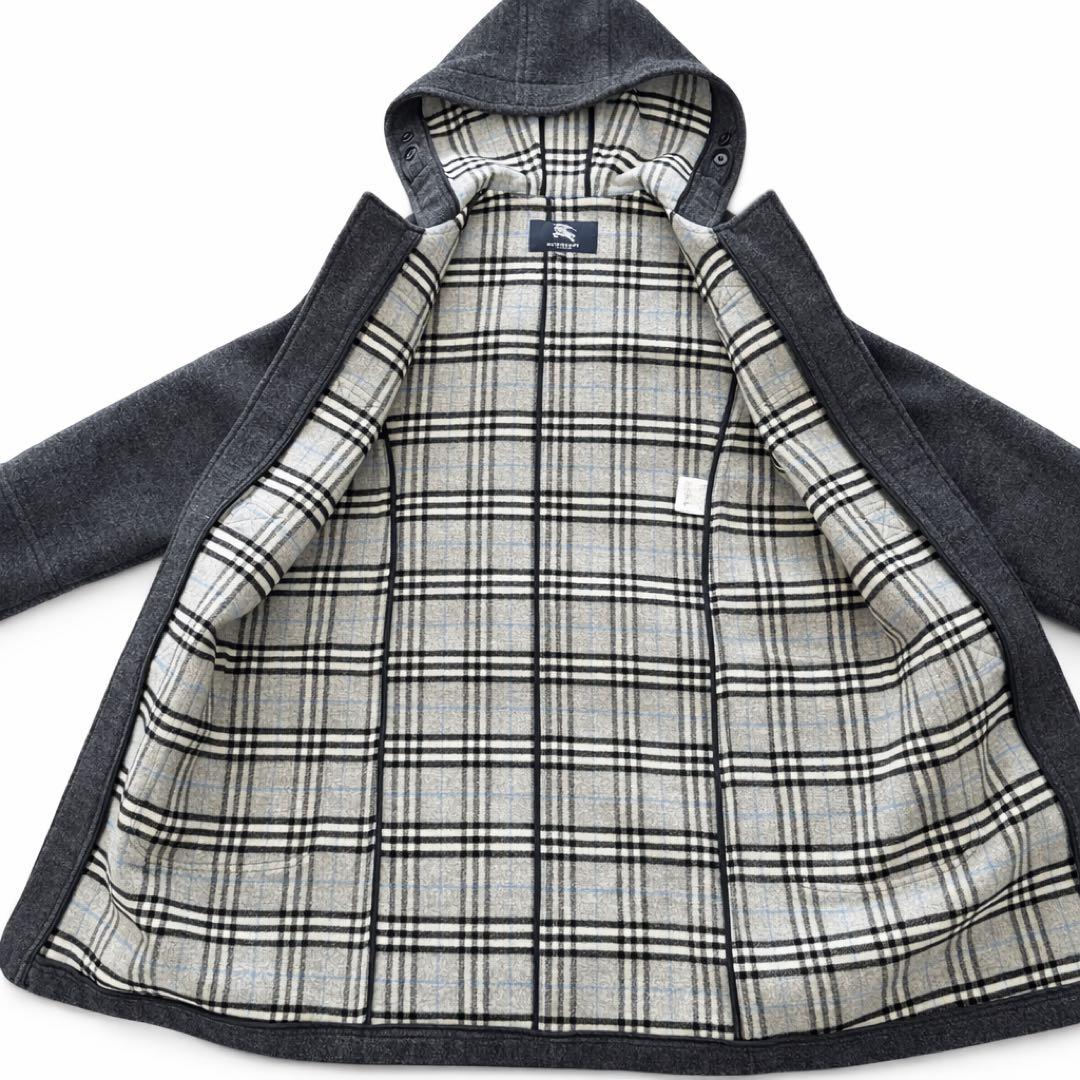 バーバリーロンドン ダッフルコート S相当150A チャコールグレー チェック