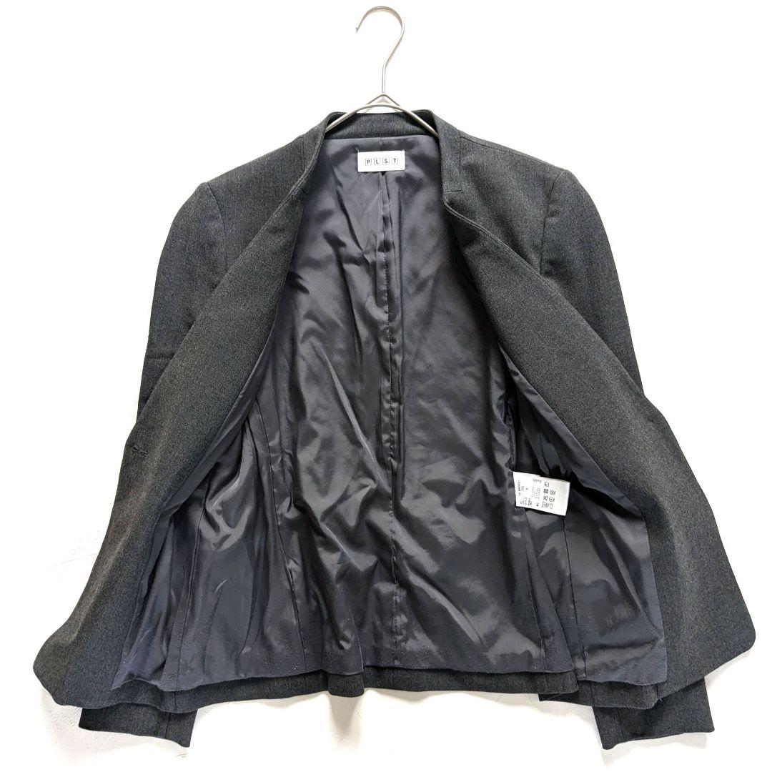 美品　プラステ　パンツスーツ　М・L　ノーカラー総裏　ストレッチ　センタープレス