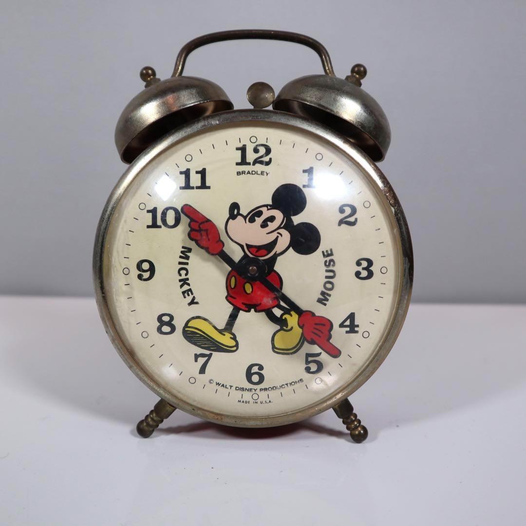 【動作OK】BRADLEYその② 1960～70年ミッキー ゼンマイ目覚まし時計